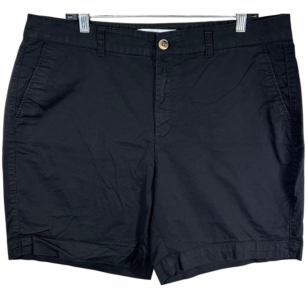 Old Navy Everyday Short Womens 16 Black High Rise Chino Cotton Twill Stretch